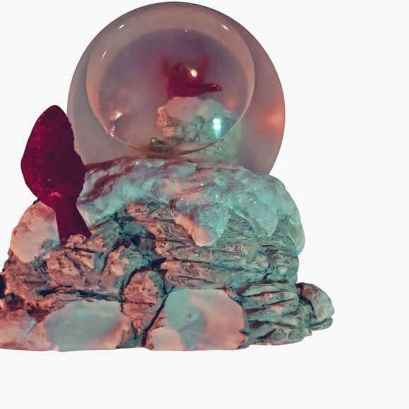 Cardinal Snow Globe Waterfall Scene Cloudy Craft - Picture 10 of 10